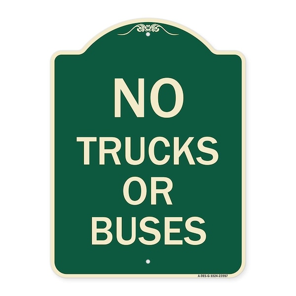 Signmission Designer Series No Trucks or Buses, Green & Tan Heavy-Gauge Aluminum Sign, 24" x 18", G-1824-23557 A-DES-G-1824-23557 - main